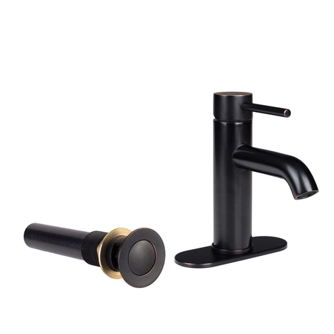 Palais Royal European Single Hole Bathroom Faucet with Standard Sink Drain in Oil Rubbed Bronze
