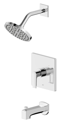Chatelet Single-Handle 1-Spray Settings Round Tub and Shower Faucet Set in Chrome with Valve Included - MFF-CHATS-CP
