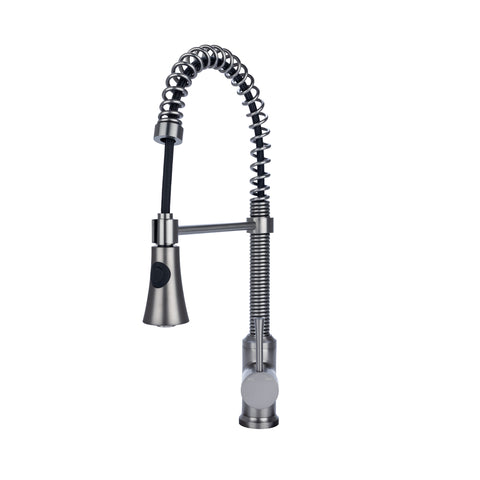 Fontaine by Italia Residential Spring Kitchen Pulldown Faucet Cone Sprayer in Pewter