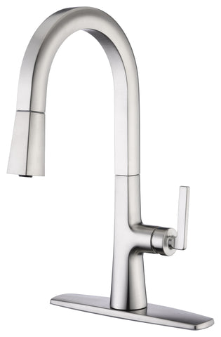 Saint-Lazare Single Handle, 1 or 3 Hole Pull-Down Kitchen Faucet in Brushed Nickel