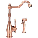 Bagneux Single-Handle Traditional Kitchen Faucet with metal spray for 1, 2, 3, or 4 Hole Installation in Antique Copper- BVRK1-4-AC