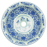 Antiqued Blue and White Porcelain Bathroom Vessel Sink- PVS-PT-008