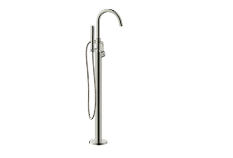 Palais Royal Floor Mount Euro Claw Foot or Roman Tub Top Filler Faucet with Hand Shower in Brushed Nickel