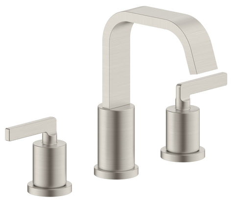 Saint-Lazare 2-Handle 8 in widespread Bathroom Faucet with Ribbon Spout in Brushed Nickel