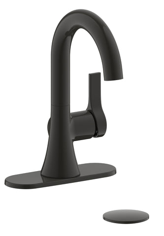 Fontaine Varenne 4 in. Centerset Single-Handle Modern Bathroom Faucet with Deck Plate and Pop-Up Assembly in Matte Black