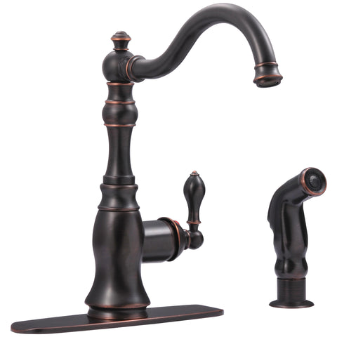 Fontaine Bellver 2 or 4 Hole, Single Handle Traditional Kitchen Faucet with Spray in Oil Rubbed Bronze