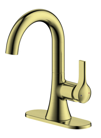 Fontaine Varenne 4 in. Centerset Single-Handle Modern Bathroom Faucet with Deck Plate and Pop-Up Assembly in Gold