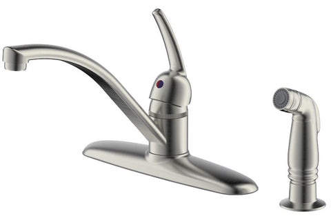 Fontaine Builder's Series 4 Hole Kitchen Faucet with Side Spray in Brushed Nickel