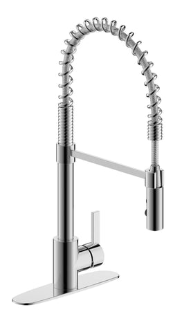 Palais Royal Single Handle, 1 or 3 Hole Pull-Down Kitchen Spring Faucet in Chrome