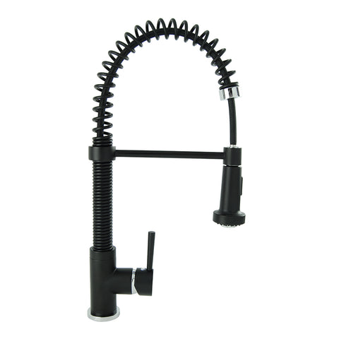 S-Series Residential Spring Coil Pull Down Kitchen Faucet Black with Chrome Accents