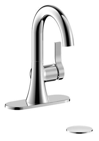 Fontaine Varenne 4 in. Centerset Single-Handle Modern Bathroom Faucet with Deck Plate and Pop-Up Assembly in Chrome