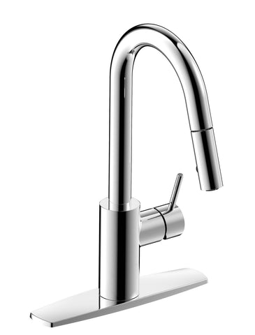 Palais Royal Single Handle, 1 or 3 Hole Pull-Down Kitchen Faucet in Chrome