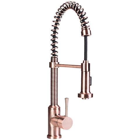 Fontaine by Italia Residential Single-Handle, Pull-Down Sprayer Kitchen Faucet with Flat Spray Head in Antique Copper