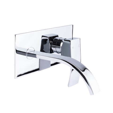 SINGLE HANDLE WALL MOUNT BATHROOM FAUCET WITH MODERN RIBBON SPOUT IN CHROME