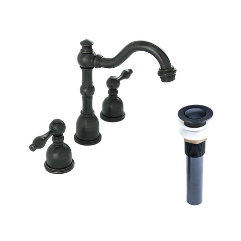 S-Series Victorian 8 in. Widespread 2-Handle High-Arc Bathroom Faucet with Drain in Oil Rubbed Bronze