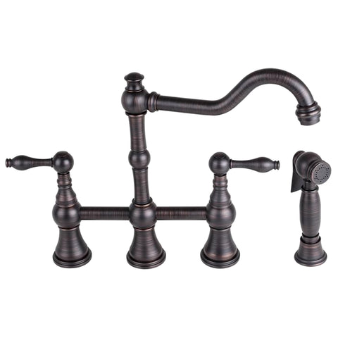 Bagneux Two-Handle Kitchen Bridge Faucet with Sprayer Oil Rubbed Bronze - N96718-ORB