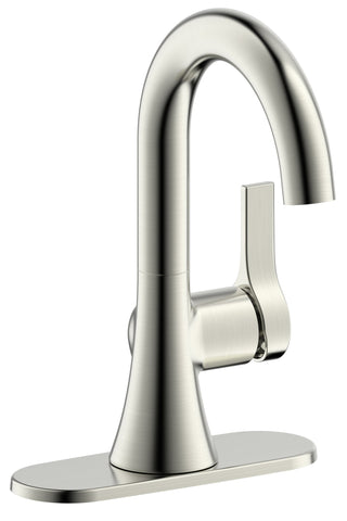 Fontaine Varenne 4 in. Centerset Single-Handle Modern Bathroom Faucet with Deck Plate and Pop-Up Assembly in Brushed Nickel