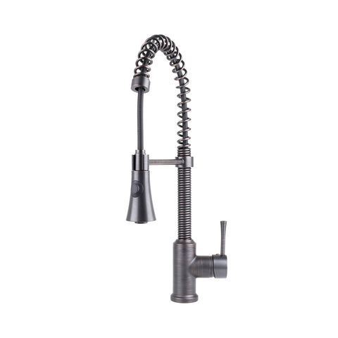 Residential Spring Coil Pull Down Kitchen Faucet Cone Spray Head Oil Rubbed Bronze