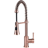 Residential Spring Coil Pull Down Kitchen Faucet Cone Spray Head Antique Copper