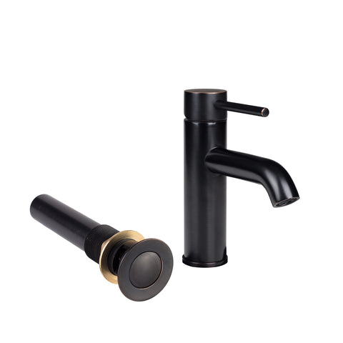 Palais Royal Euro Single Hole Bathroom Faucet with Standard Sink Drain in Oil Rubbed Bronze