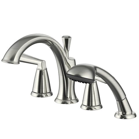 Liège 4- Hole Roman Tub Faucet With Hand Shower in Brushed Nickel