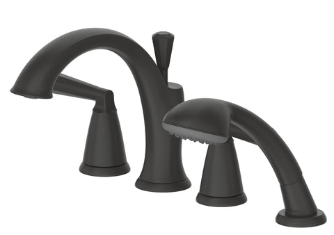 Liège 4- Hole Roman Tub Faucet With Hand Shower in Matte Black