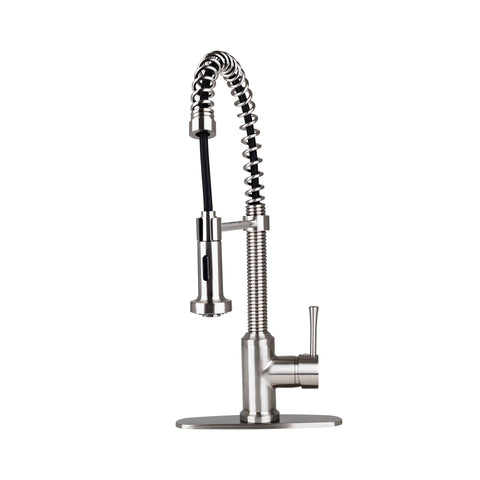 Fontaine by Italia Residential Spring Faucet with 2 Spray Heads and Deck Plate in Brushed Nickel