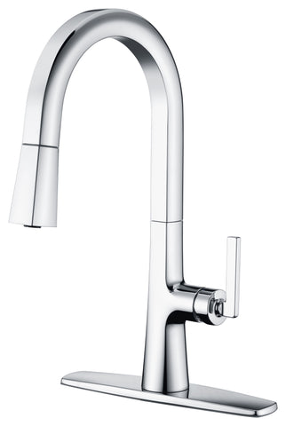 Saint-Lazare Single Handle, 1 or 3 Hole Pull-Down Kitchen Faucet in Chrome