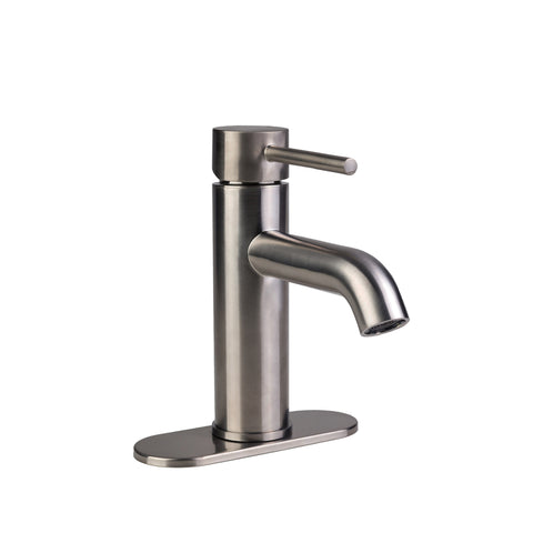 Palais Royal European Single Post Bathroom Faucet with Deck Plate Brushed Nickel