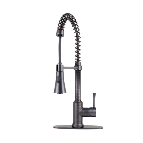 Fontaine by Italia Residential Spring Coil Pull Down Kitchen Faucet Cone Spray Head with Deck Plate Oil Rubbed Bronze