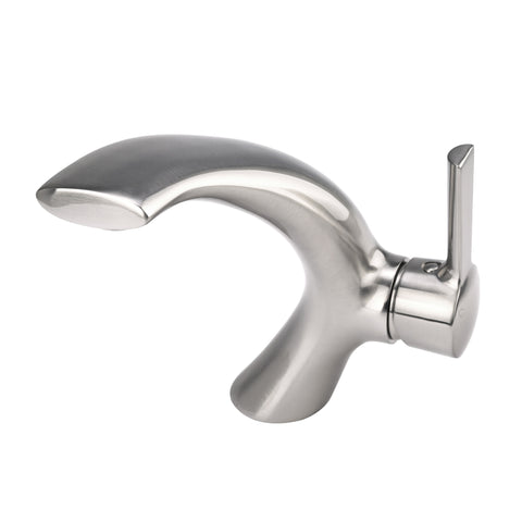 Single-Hole Single-Handle C-Shaped Bathroom Faucet in Brushed Nickel