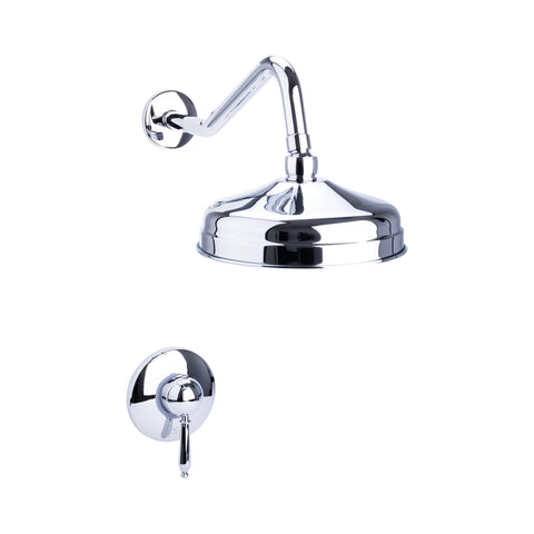 Bagneux Traditional Shower Set with Rain Can and Valve in Chrome - 86H15-CHR