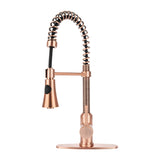 Fontaine by Italia Residential Spring Coil Pull Down Kitchen Faucet Cone Spray Head with Deck Plate Antique Copper