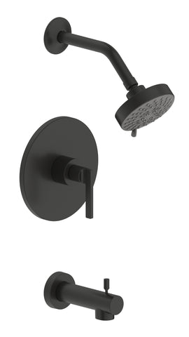 Saint-Lazare Single-Handle 4-Spray Settings Tub and Shower Faucet Set in Matte Black with Pressure Balance Valve