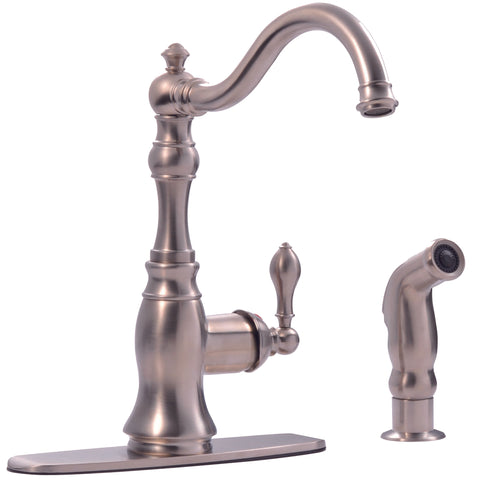 Fontaine Bellver 2 or 4 Hole, Single Handle Traditional Kitchen Faucet with Spray in Brushed Nickel